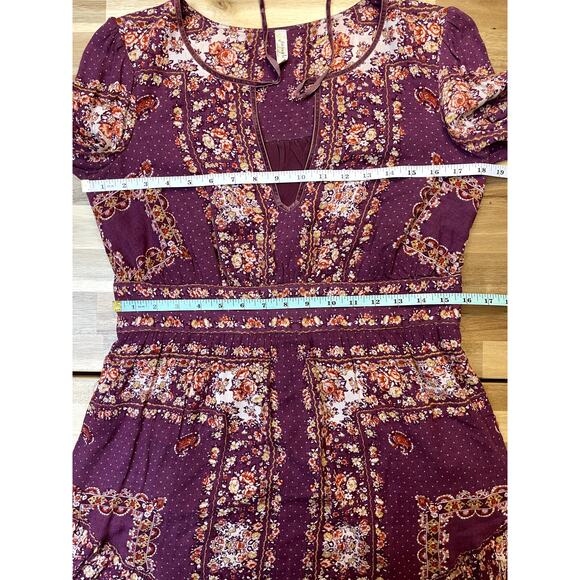 Free People Bridgette Mini Dress Bohemian Floral Print Mini Size S - Picture 7 of 8